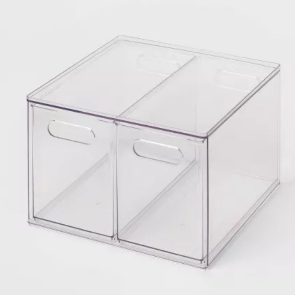Clear PETG Plastic 2-Drawer Storage Bin - NWOT